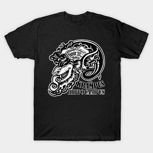 The Krampus Brain - The Krampus Hippocampus - White Outlined Version T-Shirt by Nat Ewert Art